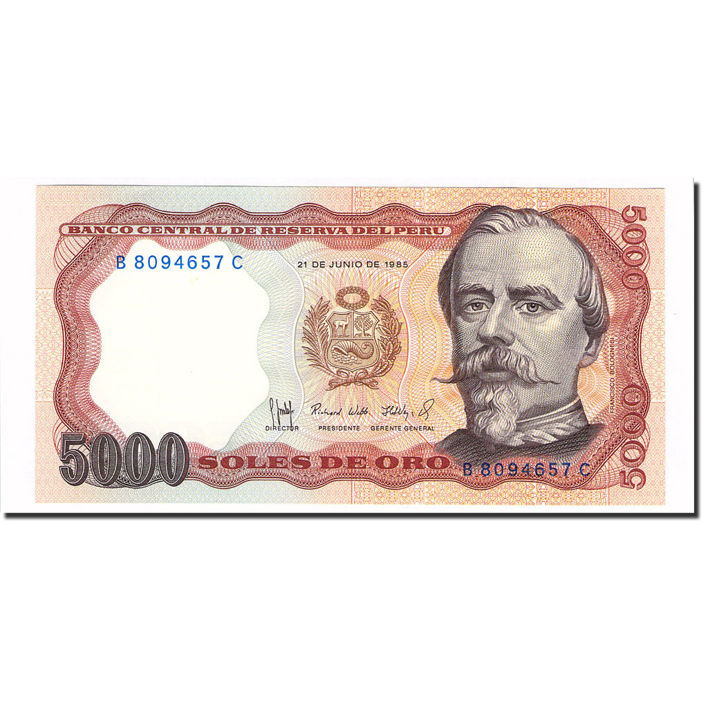 Nota, Peru, 5000 Intis, 1985, 1985-06-21, KM:137, UNC(63)