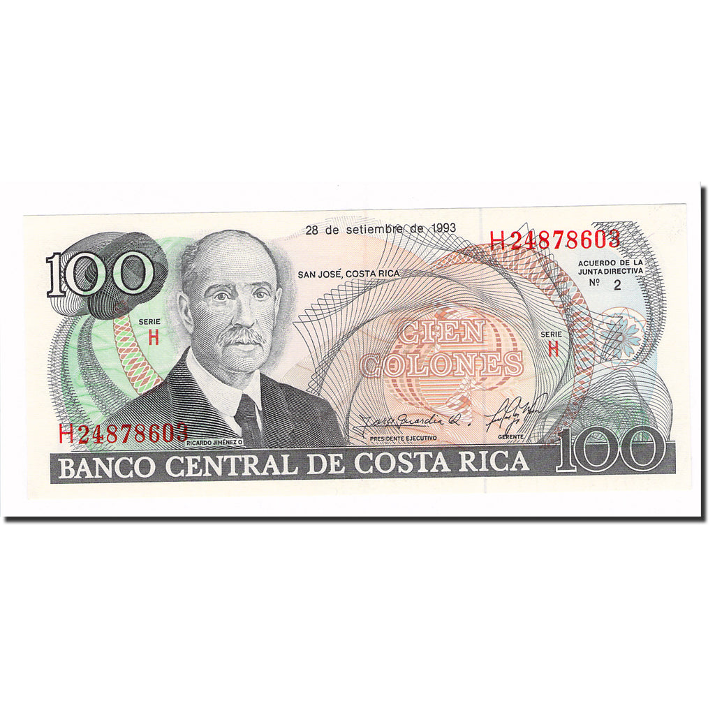 Biljet, Costa Rica, 100 Colones, 1993, 1993-09-28, KM:261a, SPL