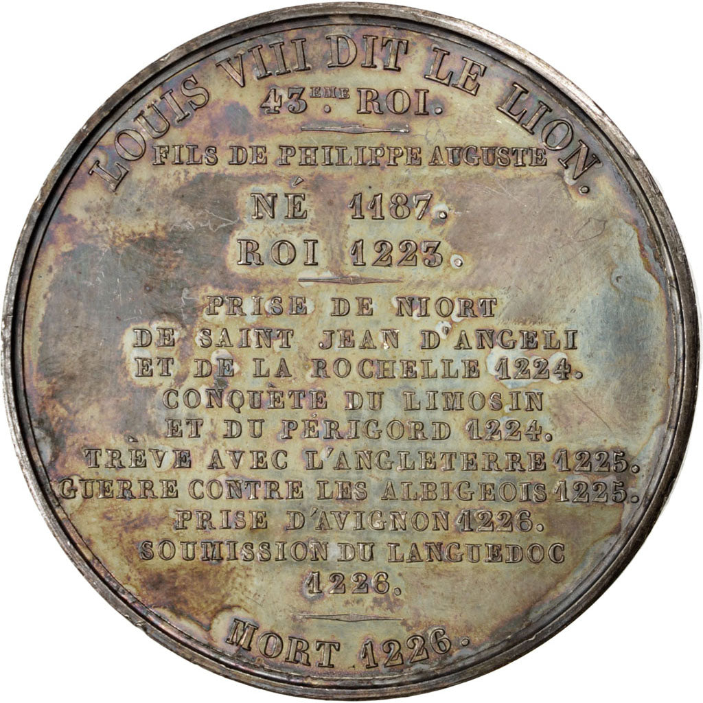 FRANCE, History, Louis VIII, Medal, 1837, AU(55-58), Caqué, Copper, 51, 75.10