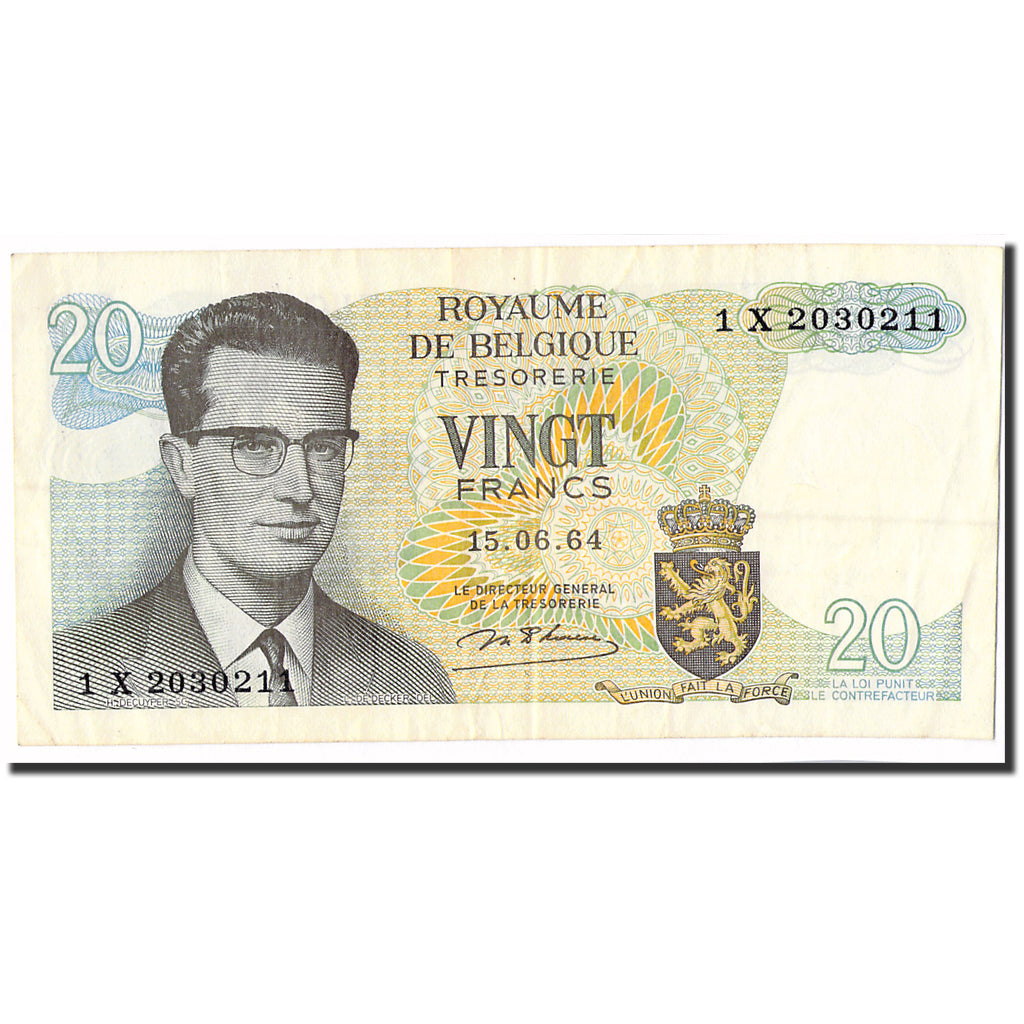 Banknote, Belgium, 20 Francs, 1964, 1964-06-15, KM:138, UNC(60-62)