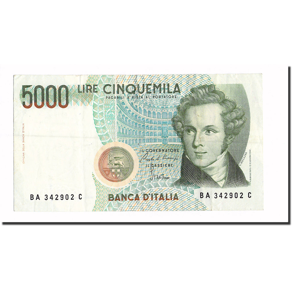 Nota, Itália, 5000 Lire, 1985, 1985-01-04, KM:111a, AU(55-58)