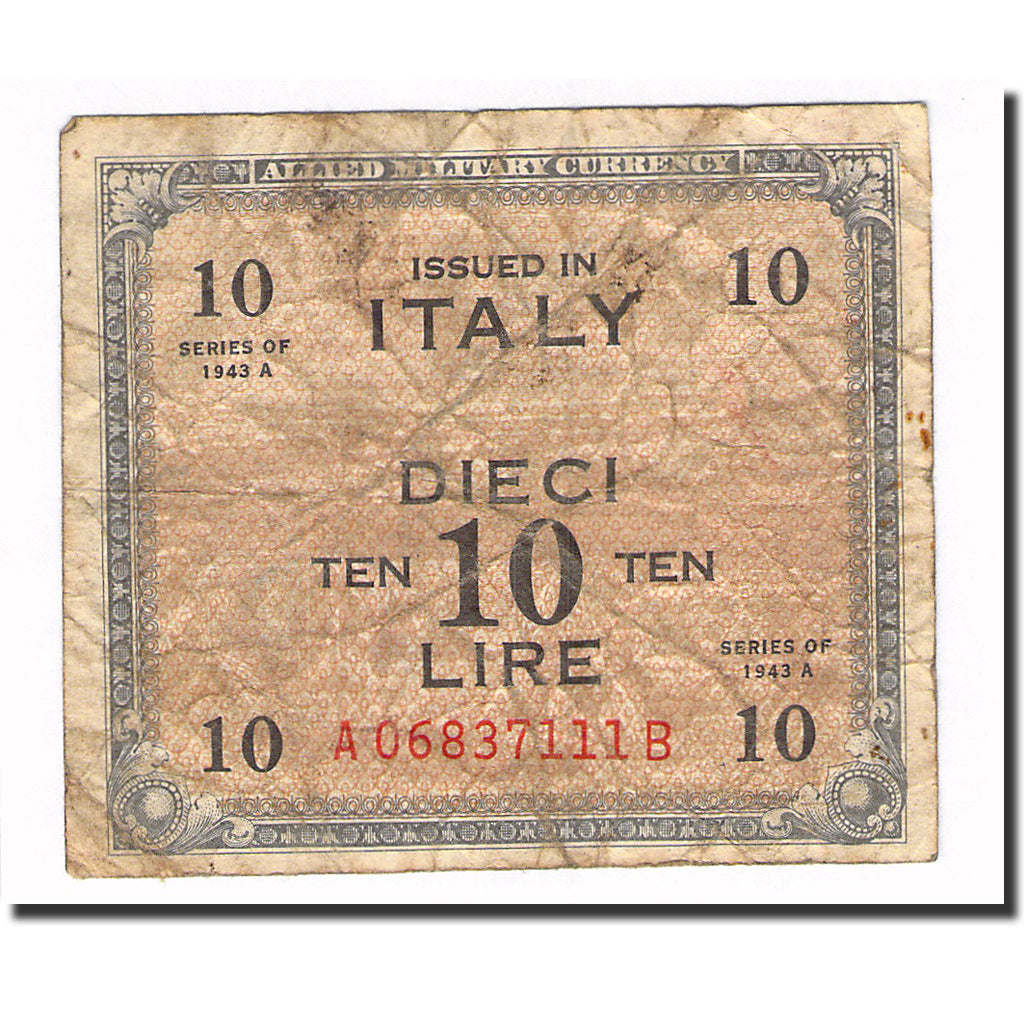 Banknote, Italy, 10 Lire, 1943A, KM:M19b, VF(20-25)