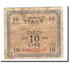Nota, Itália, 10 Lire, 1943A, KM:M19b, VF(20-25)