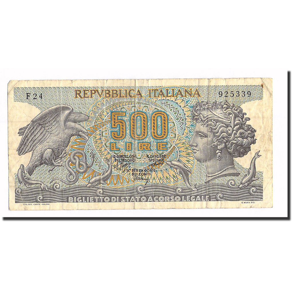 Nota, Itália, 500 Lire, 1970, 1970-02-23, KM:93a, VF(20-25)