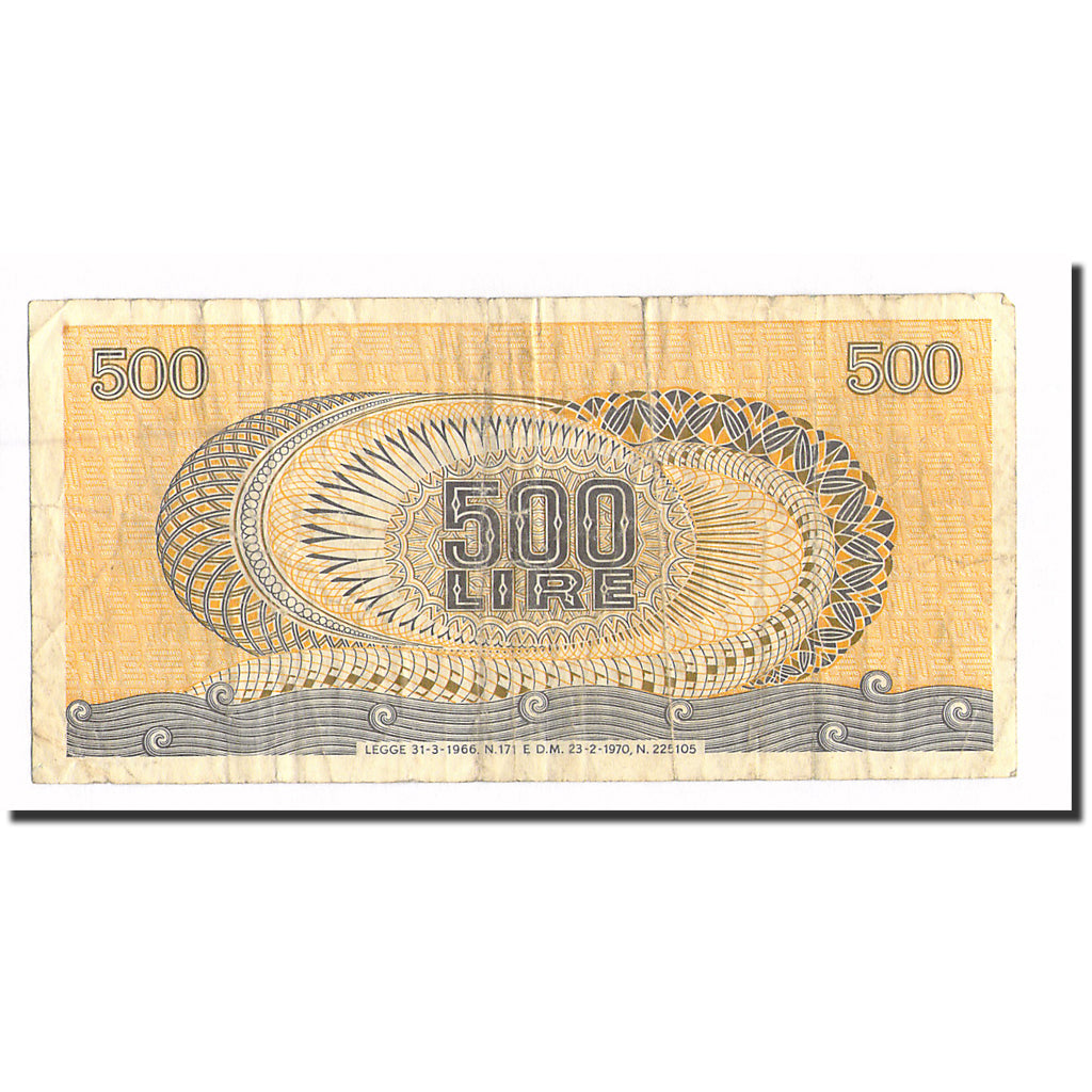 Nota, Itália, 500 Lire, 1970, 1970-02-23, KM:93a, VF(20-25)