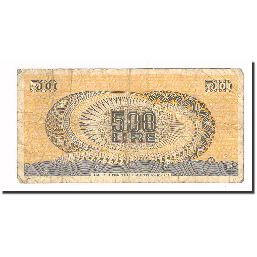 Nota, Itália, 500 Lire, 1970, 1970-02-23, KM:93a, VF(20-25)