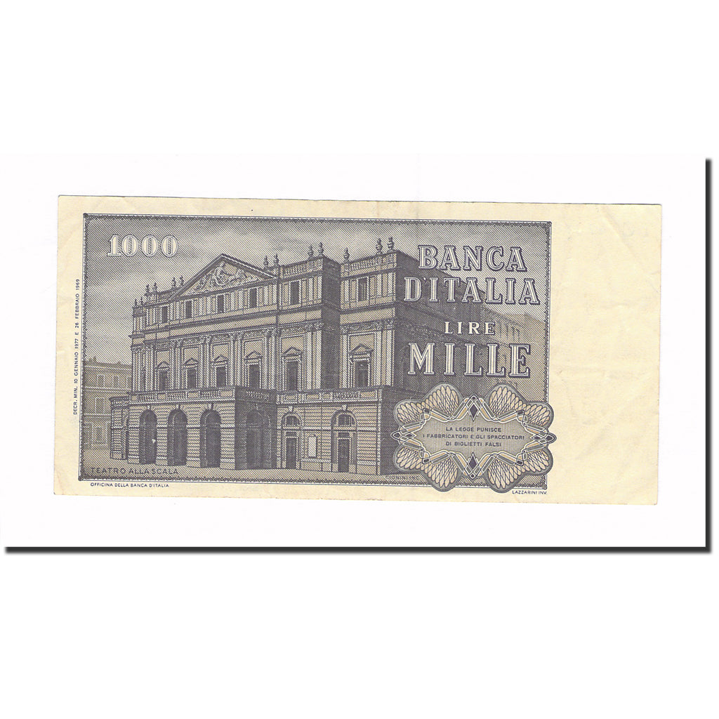 Biljet, Italië, 1000 Lire, 1977, 1977-01-10, KM:101e, SUP