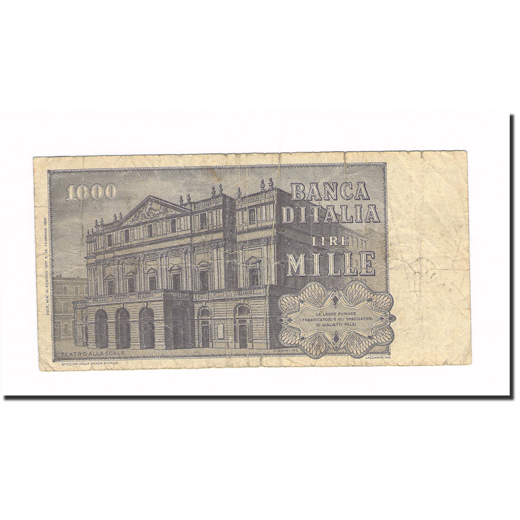 Biljet, Italië, 1000 Lire, 1977, 1977-01-10, KM:101e, TB