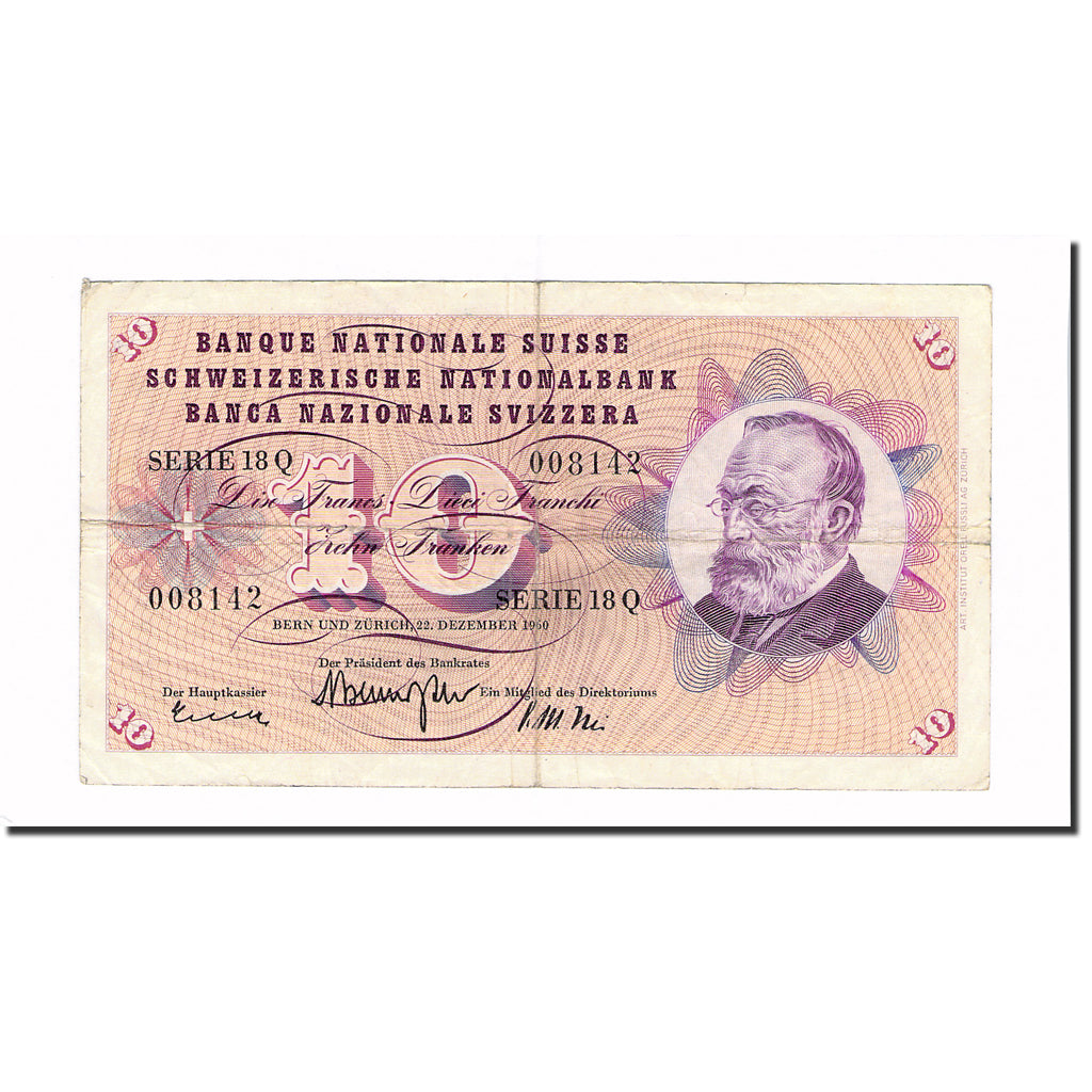 Banknote, Switzerland, 10 Franken, 1960, 1960-12-22, KM:45f, VF(30-35)