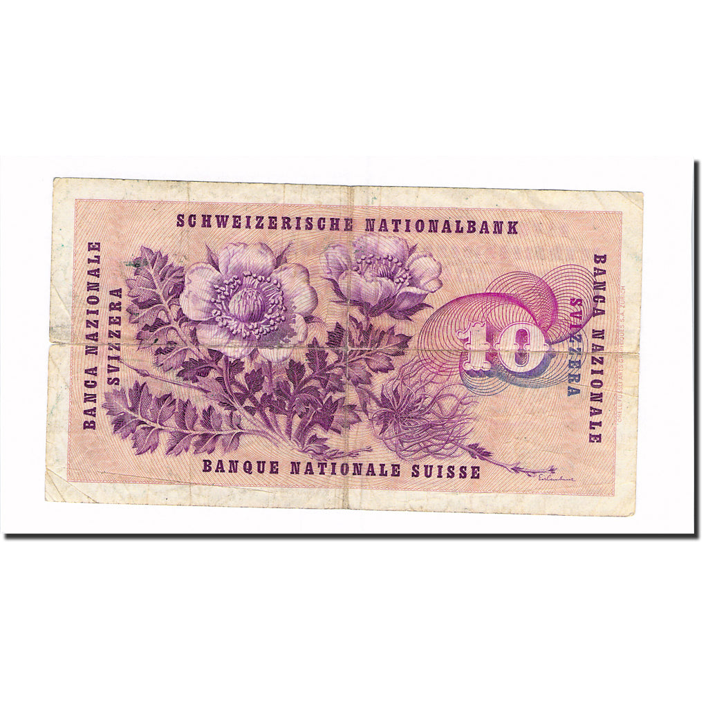 Banknote, Switzerland, 10 Franken, 1965, 1965-12-23, KM:45k, VF(30-35)