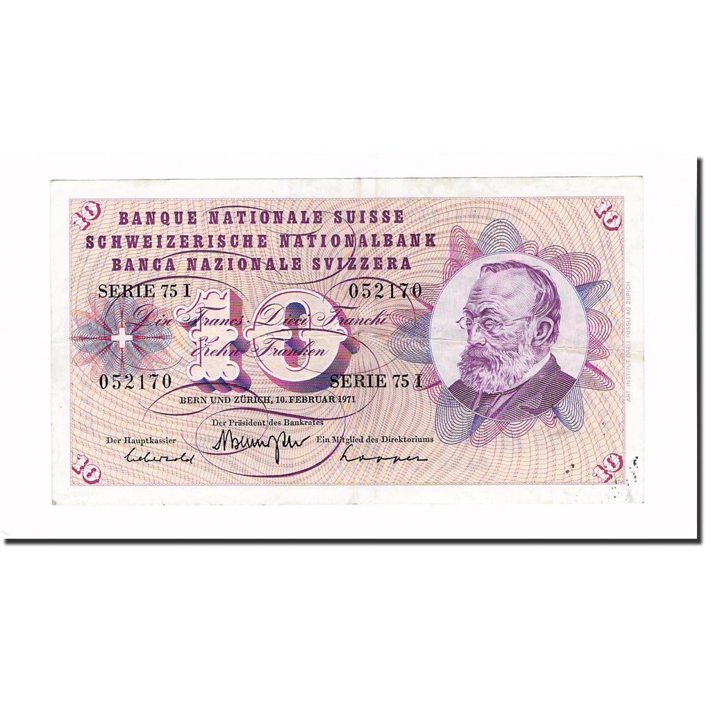 Banknote, Switzerland, 10 Franken, 1971, 1971-02-10, KM:45q, EF(40-45)