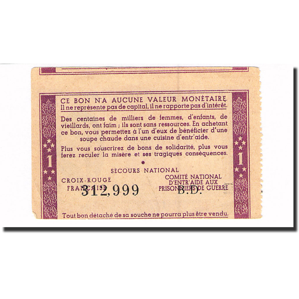 Frankreich, Bon de Solidarité, 1 Franc, UNZ-