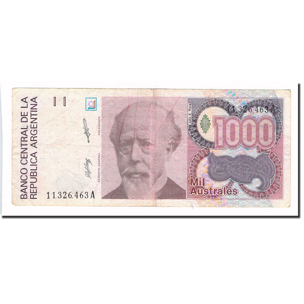 Billet, Argentine, 1000 Australes, KM:329a, TTB