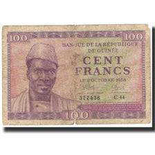 Banknot, Gwinea, 100 Francs, 1958, 1958-10-02, KM:7, VF(20-25)