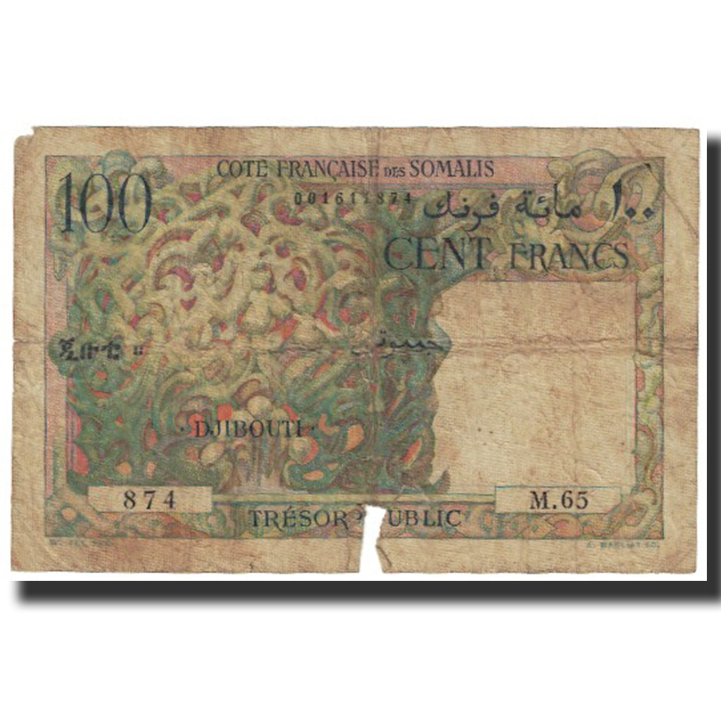 Banknote, French Somaliland, 100 Francs, KM:26a, VG(8-10)