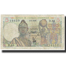 Nota, África Ocidental Francesa, 5 Francs, 1948, 1948-03-09, KM:36, VF(30-35)