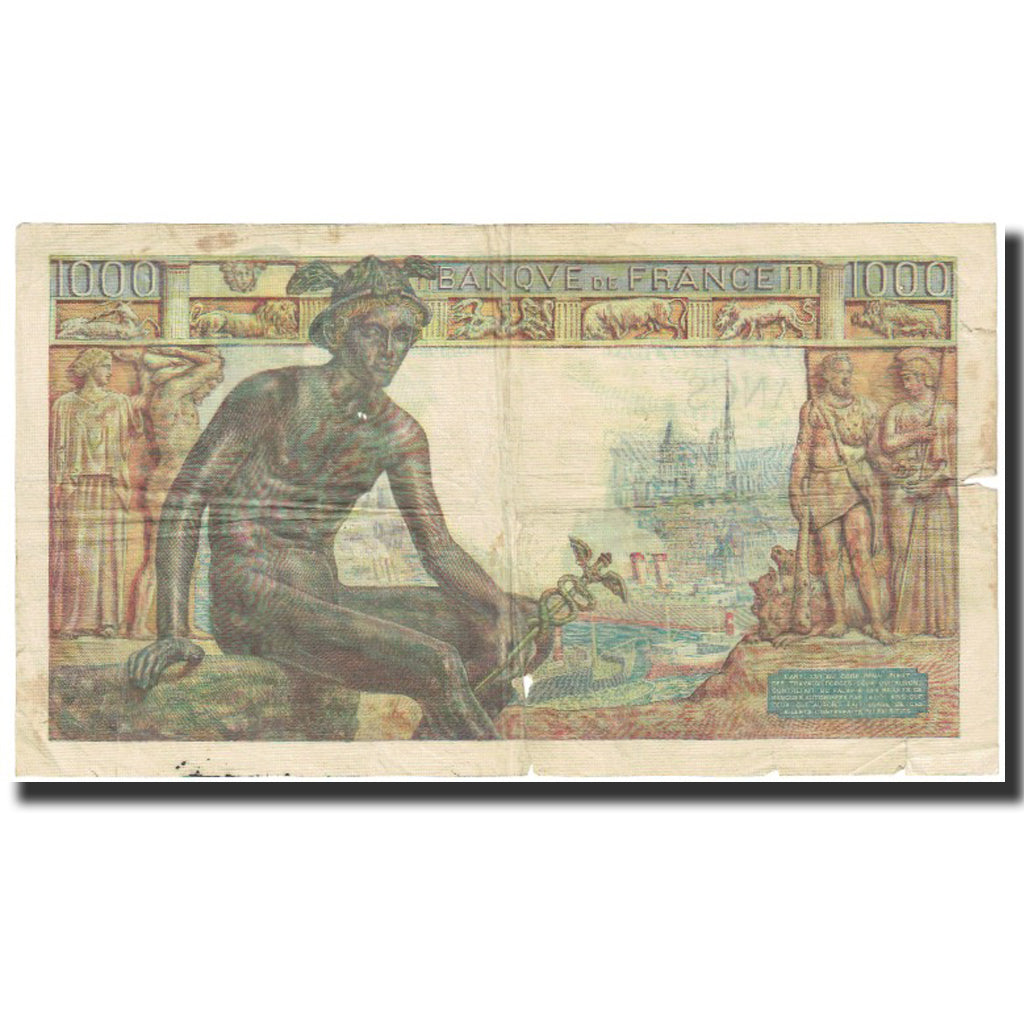 France, 1000 Francs, Déesse Déméter, 1943, 1943-05-27, TB, Fayette:40.25