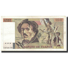 França, 100 Francs, Delacroix, 1989, EF(40-45), Fayette:69.13b, KM:154d