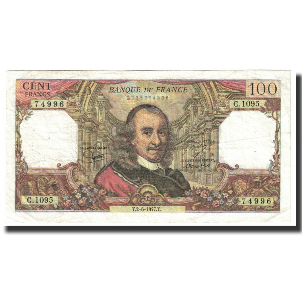 France, 100 Francs, Corneille, 1977, 1977-06-02, VF(30-35), Fayette:65.57