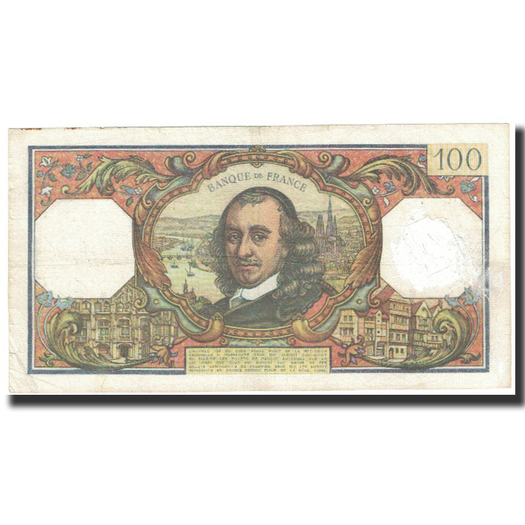 Francja, 100 Francs, Corneille, 1968, 1968-01-04, VG(8-10), Fayette:65.20
