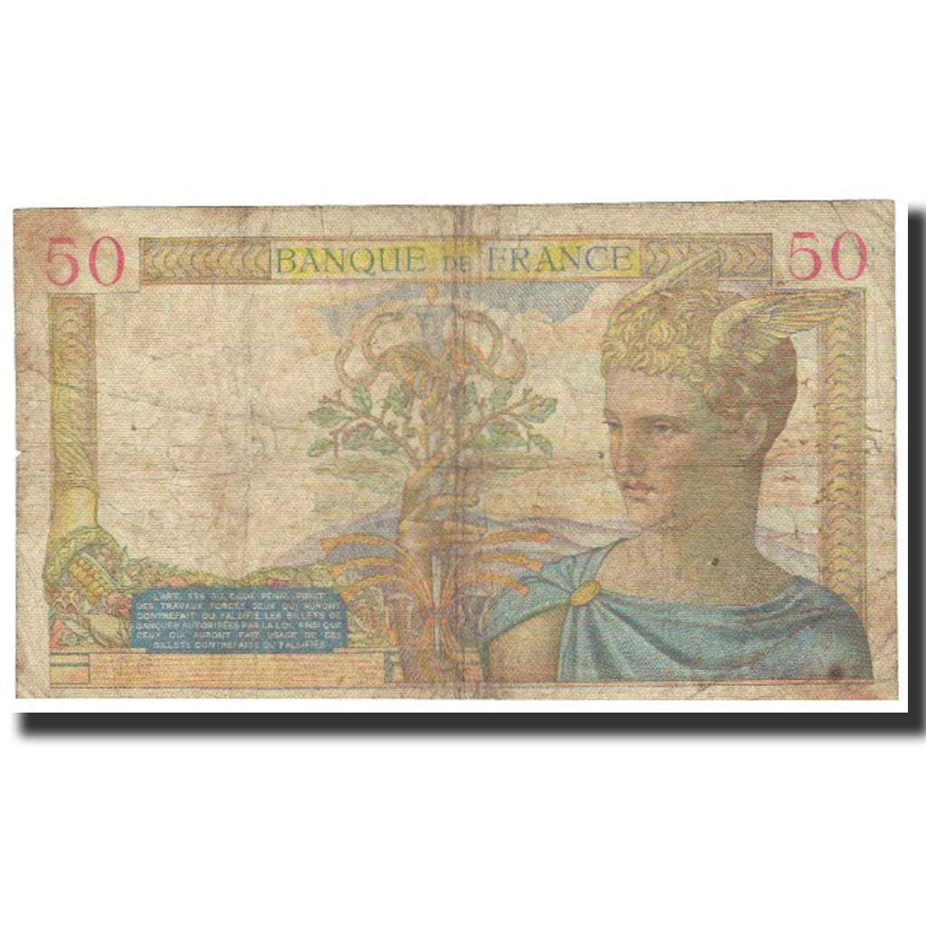 Frankrijk, 50 Francs, Cérès, 1938, 1938-05-27, TB, Fayette:18.13, KM:85b