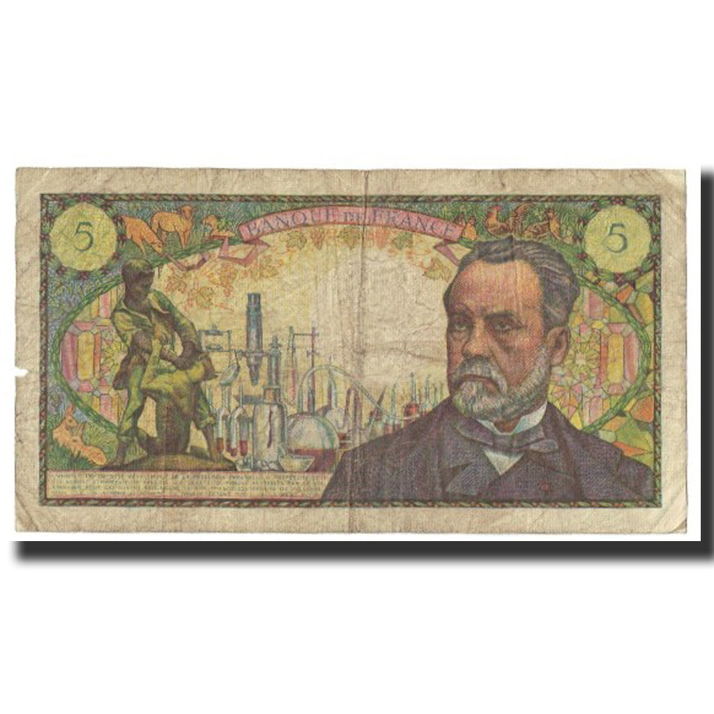 France, 5 Francs, Pasteur, 1966, 1966-09-01, VF(20-25), Fayette:61.3, KM:146a