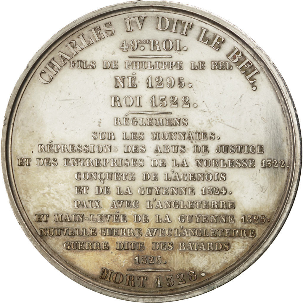 FRANCE, History, Charles IV, Medal, AU(55-58), Caqué, Copper, 51, 74.30