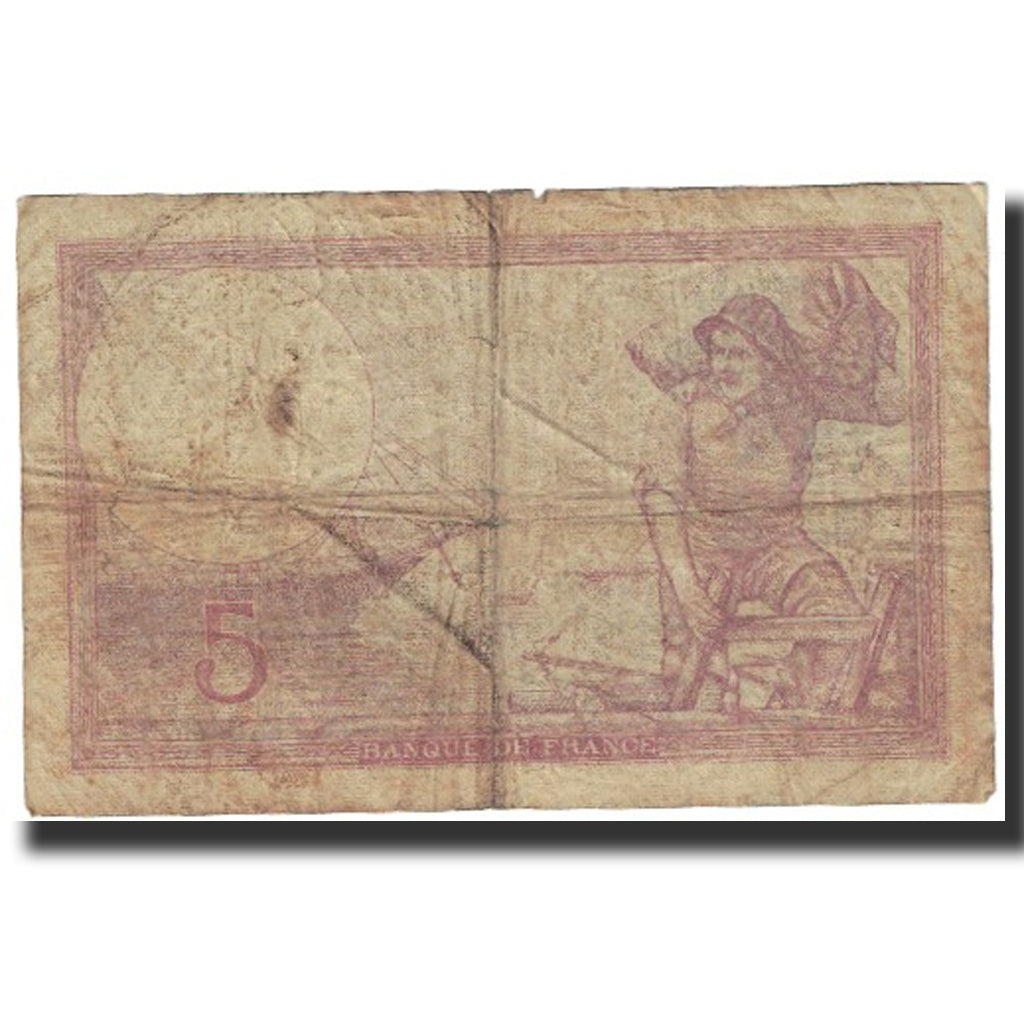 France, 5 Francs, Violet, 1939, 1939-08-03, VF(20-25), Fayette:4.4, KM:83