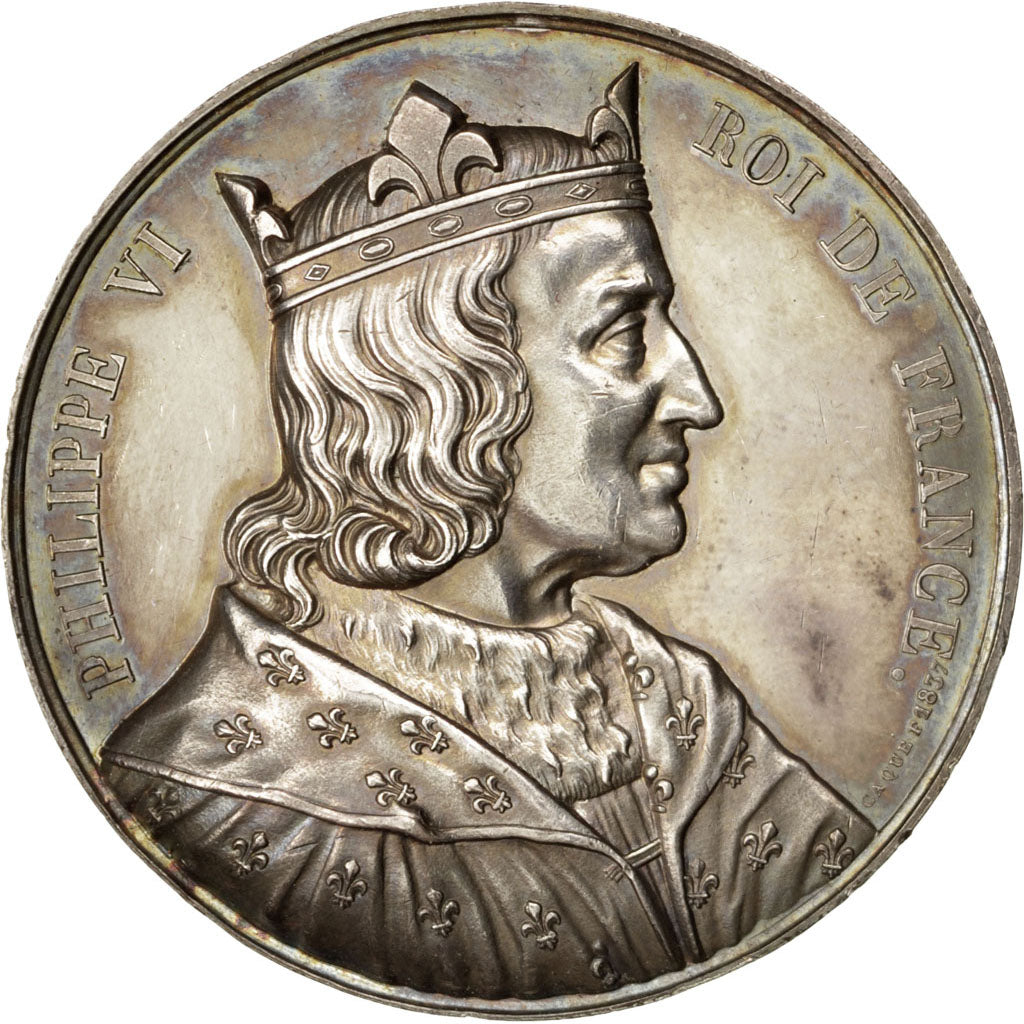 FRANCE, History, Philippe VI, Medal, 1837, AU(55-58), Caqué, Copper, 51, 73.80