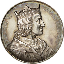FRANCE, History, Philippe VI, Medal, 1837, AU(55-58), Caqué, Copper, 51, 73.80