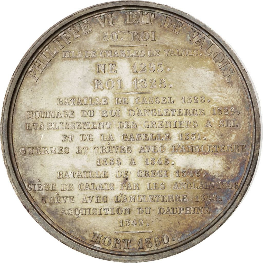 FRANCE, History, Philippe VI, Medal, 1837, AU(55-58), Caqué, Copper, 51, 73.80