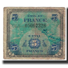 France, 5 Francs, Drapeau/France, 1944, 1944, TB, Fayette:VF17.1, KM:115b
