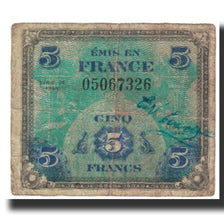 Francia, 5 Francs, Flag/France, 1944, 1944, MB, Fayette:VF17.1, KM:115b