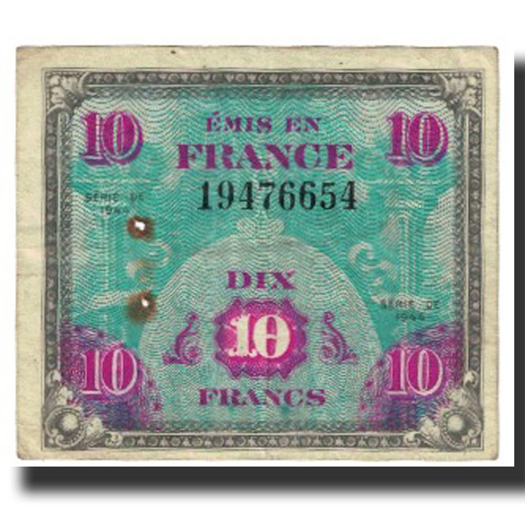 Francia, 10 Francs, Flag/France, 1944, 1944, BB, Fayette:VF18.1, KM:116a