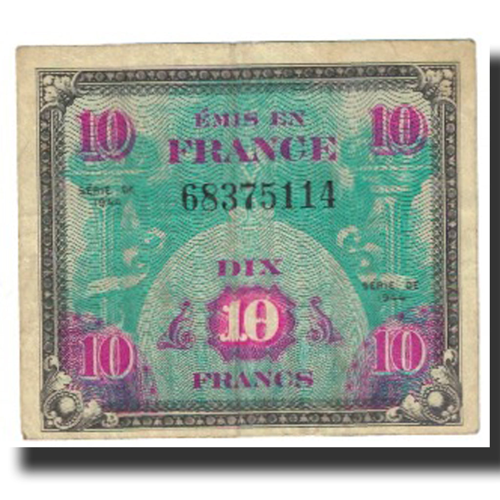 Frankreich, 10 Francs, Flag/France, 1944, 1944, SS+, Fayette:VF18.1, KM:116a