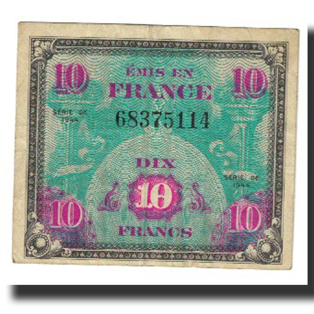Frankreich, 10 Francs, Flag/France, 1944, 1944, SS+, Fayette:VF18.1, KM:116a