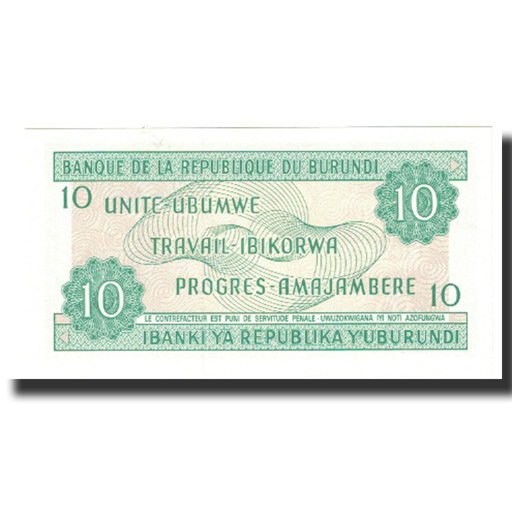 Billete, 10 Francs, 1989, Burundi, 1989-10-01, KM:33b, SC