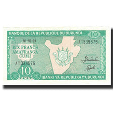 Biljet, Burundi, 10 Francs, 1991, 1991-10-01, KM:33b, SPL
