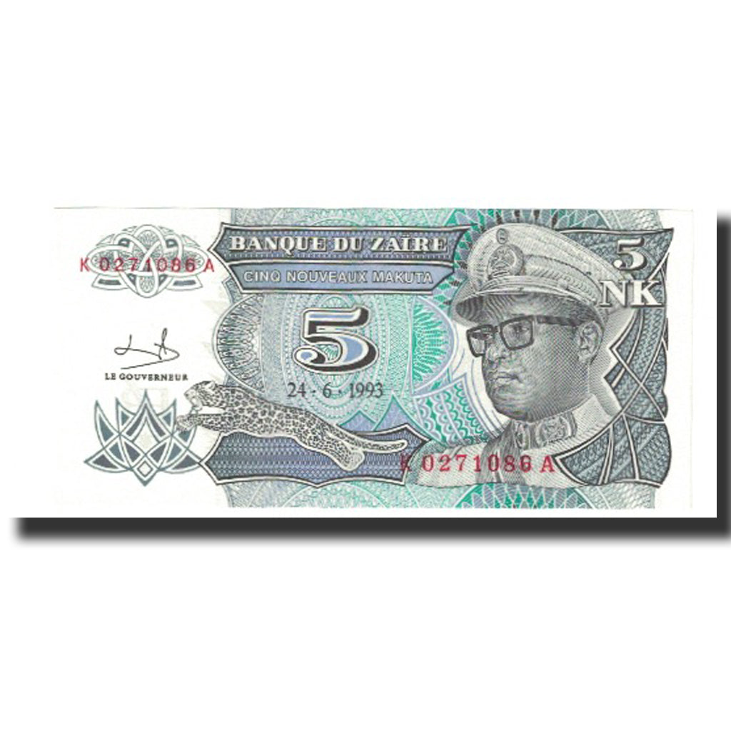 Geldschein, Zaire, 5 Nouveaux Makuta, 1993, 1993-06-24, KM:48a, UNZ-