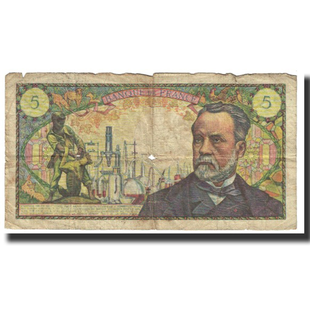 France, 5 Francs, Pasteur, 1966, 1966-05-05, VG(8-10), Fayette:61.1, KM:146a