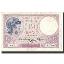 Francja, 5 Francs, Violet, 1940, 1940-12-12, EF(40-45), Fayette:4.17, KM:83