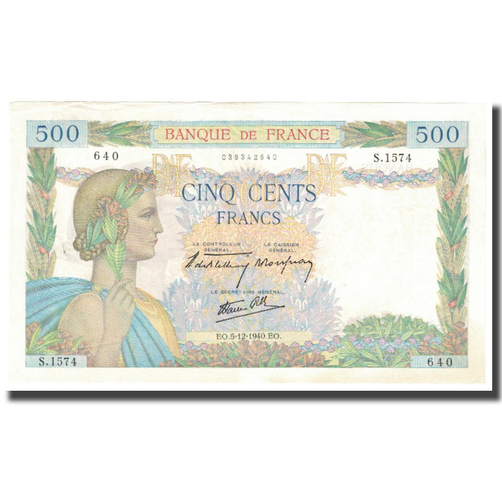 Frankrijk, 500 Francs, La Paix, 1940, 1940-12-05, SUP, Fayette:32.10, KM:95a