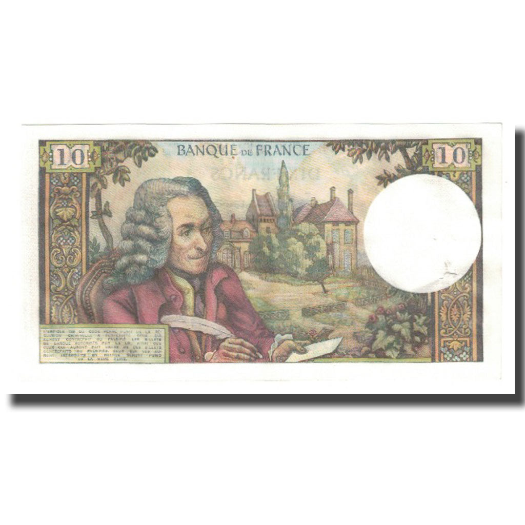 Francja, 10 Francs, Voltaire, 1969, 1969-08-07, AU(50-53), Fayette:62.39