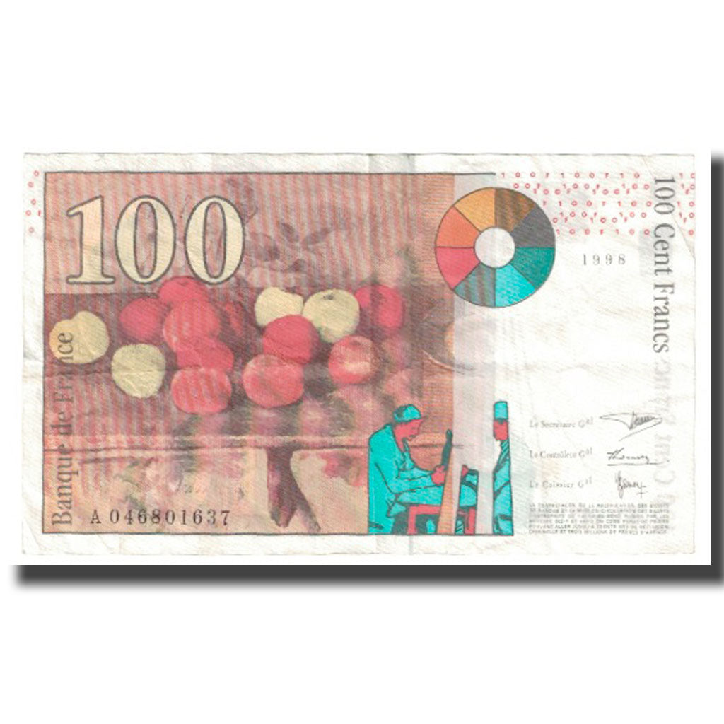 França, 100 Francs, Cézanne, 1998, Undated (1998), EF(40-45), Fayette:74.02