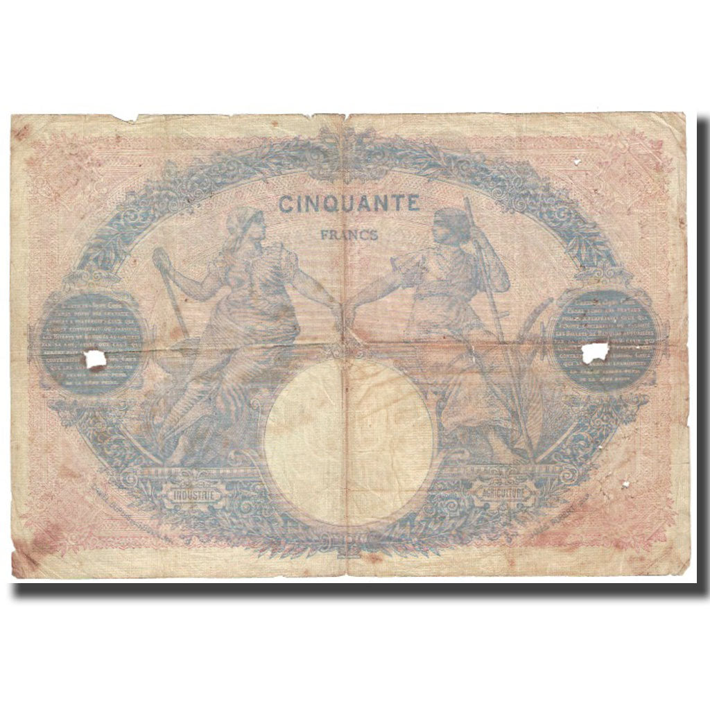 France, 50 Francs, Bleu et Rose, 1914, 1914-10-05, B, Fayette:14.27, KM:64e