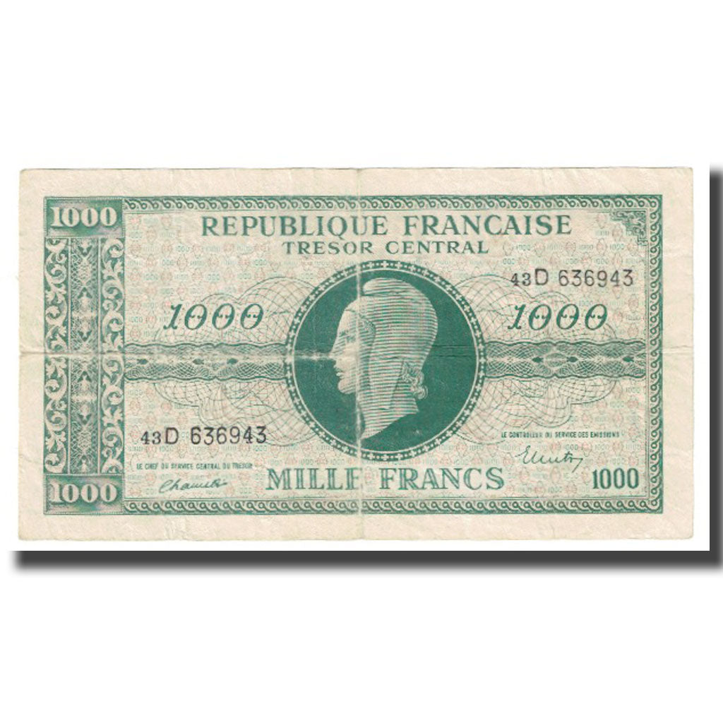 Frankrijk, 1000 Francs, 1955-1963 Treasury, TB, Fayette:13.1