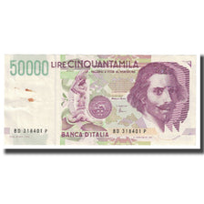 Nota, Itália, 50,000 Lire, 1992, 1992-05-27, KM:116c, AU(50-53)