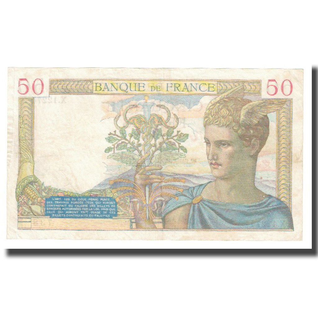 Francia, 50 Francs, Cérès, 1940, 1940-02-22, MBC, Fayette:18.39, KM:85b