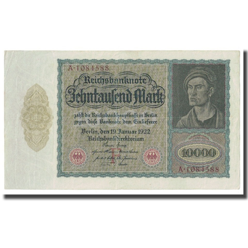 Banknote, Germany, 10,000 Mark, 1922, 1922-01-19, KM:70, AU(50-53)