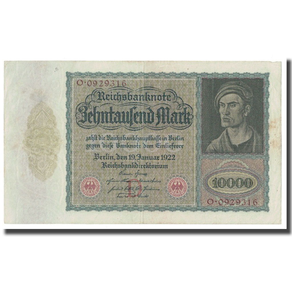 Banknote, Germany, 10,000 Mark, 1922, 1922-01-19, KM:70, EF(40-45)